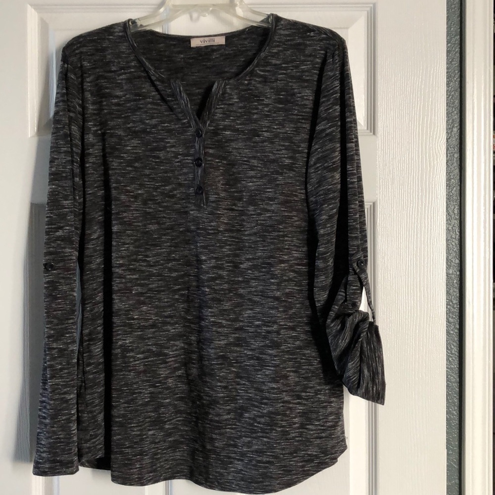 Henley shirt with convertible sleeves